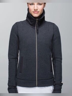Lululemon athletic En Route Zip Up Vented Back Heathered Black